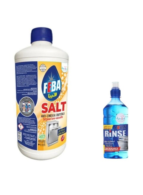 Feba Crystal Dishwashing Salt 1. 5 kg + Feba Rinse Aid 250ml