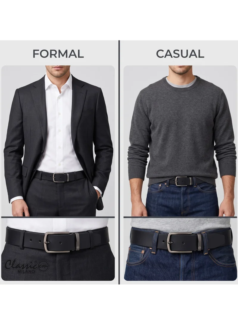 Classic Milano Classic Milano Genuine Leather Belt for Men – Black Formal Men's Belt – Men Belts for Office & Business Wear – Mens Belt Leather with Gift Box