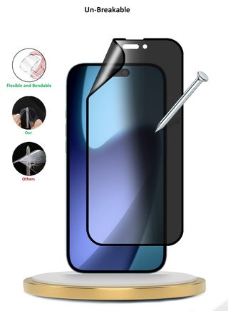 Apple iPhone 17 Pro 5G 2025 Premium Nano Ceramic Privacy Full Glue Full Cover Matte Flexible Screen Protector (MSCNMP) - Clear/Black - view 2