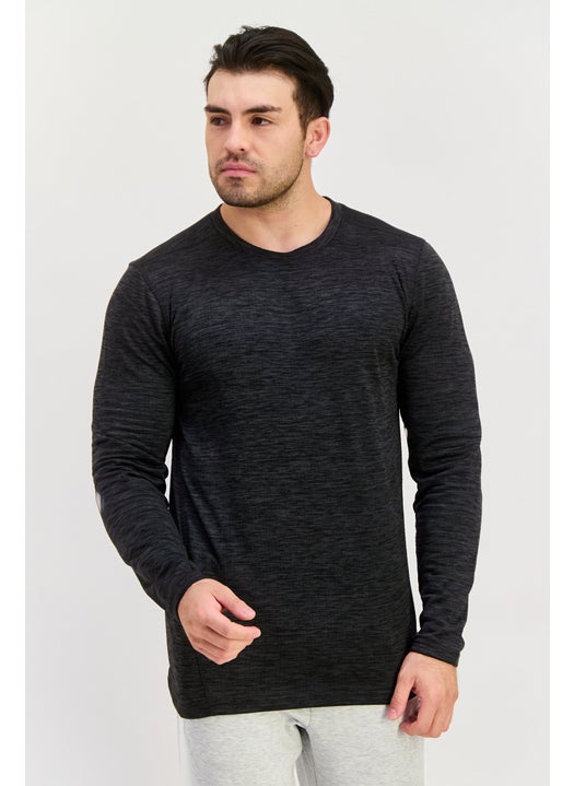 Men Sportswear Fit Long Sleeves Training T-Shirt, Charcoal Grey