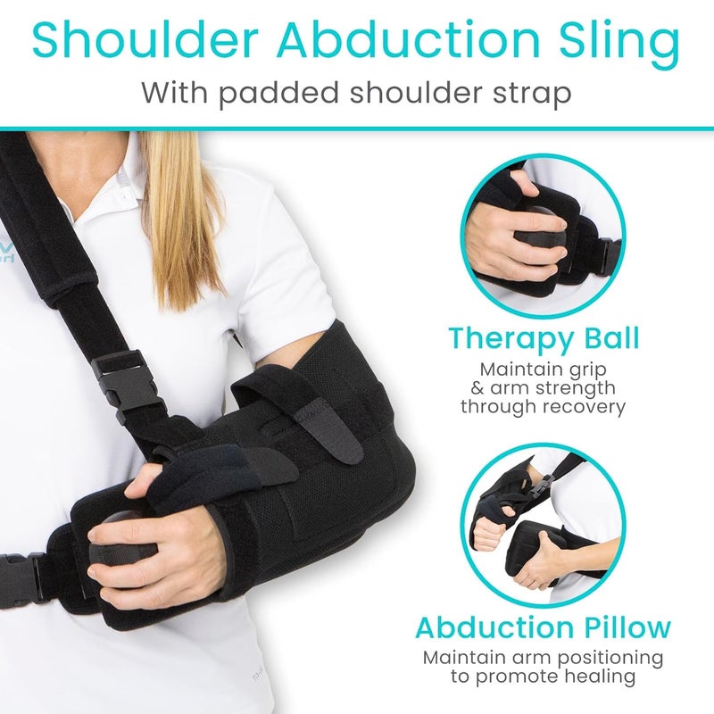 Vive Shoulder Abduction Sling  Immobilizer for Injury Support  Pain Relief Arm Pillow for Rotator Cuff Sublexion Surgery Dislocated Broken Arm  Brace Includes Pocket Strap Stress Ball Wedge - Image 3