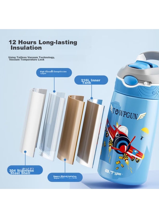 Btif Children's Insulated Cup, Kindergarten Water Bottle For Boys And Girls, Student School Cup With Straw, Dinosaur Cartoon Cold-keeping Cup - Image 1