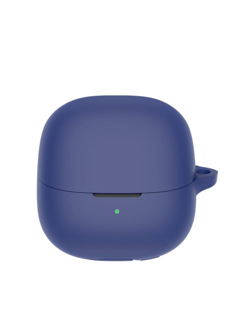 Silicone Case Compatible with Xiaomi Buds 5 Protective Cover with Carabiner (Navy Blue)  - Image 4