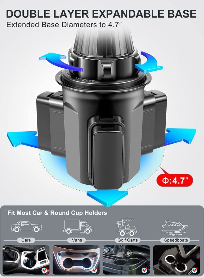 TOPGO Phone Cup Holder, TOPGO [No Shake & Height Adjustable Post] Car Phone Holder, Cell Phone Holder for iPhone14, Samsung and More Smart Phone (Black) - Image 3