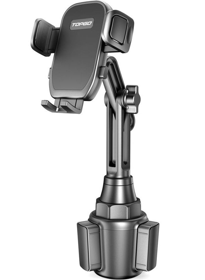 TOPGO Phone Cup Holder, TOPGO [No Shake & Height Adjustable Post] Car Phone Holder, Cell Phone Holder for iPhone14, Samsung and More Smart Phone (Black) - Image 1