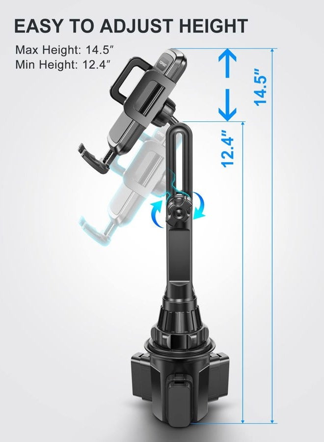 TOPGO Phone Cup Holder, TOPGO [No Shake & Height Adjustable Post] Car Phone Holder, Cell Phone Holder for iPhone14, Samsung and More Smart Phone (Black) - Image 2