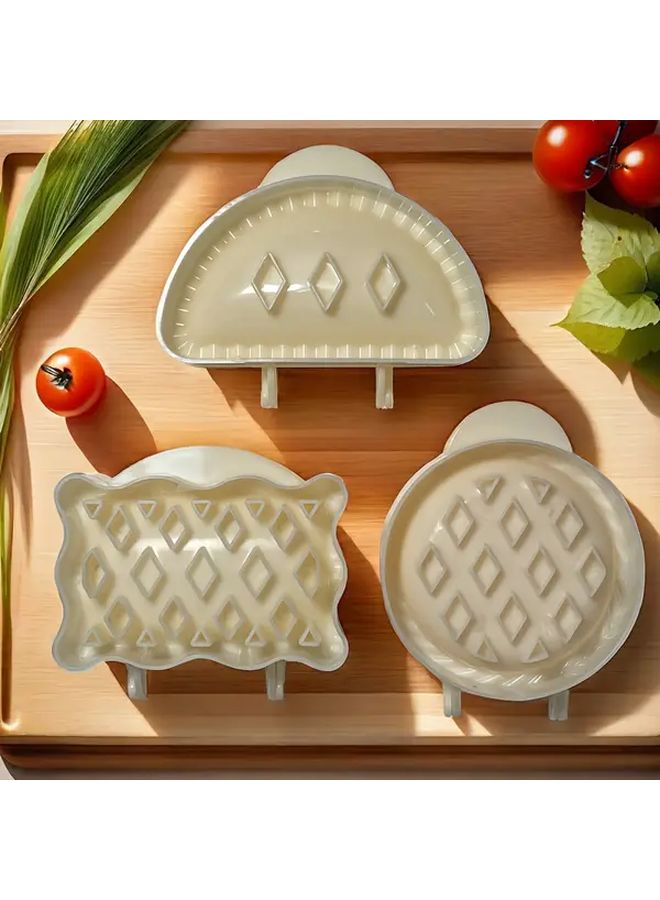 White 3Pcs Mini Apple Pie Mold Set With Crust And Filling Compartments Non Stick Baking Kit - Image 5