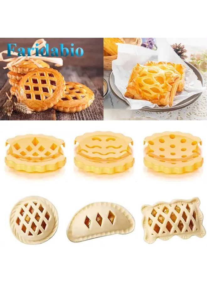 White 3Pcs Mini Apple Pie Mold Set With Crust And Filling Compartments Non Stick Baking Kit - Image 1