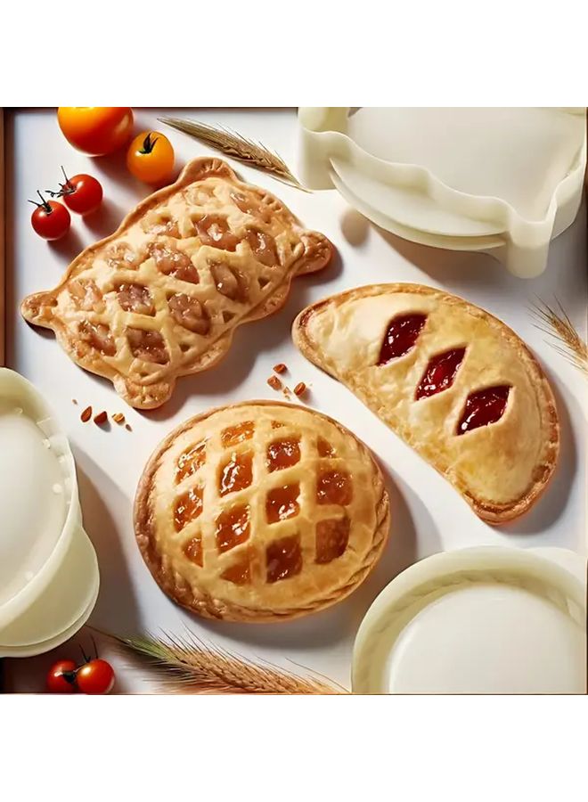 White 3Pcs Mini Apple Pie Mold Set With Crust And Filling Compartments Non Stick Baking Kit - Image 4