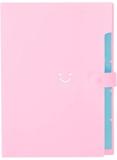 erorex A4 Paper Expanding File Folder With 32 Labels 5 Pockets Folders A4 Letter Size Folder Paper Organizer For School Home Office Pink  - Image 1