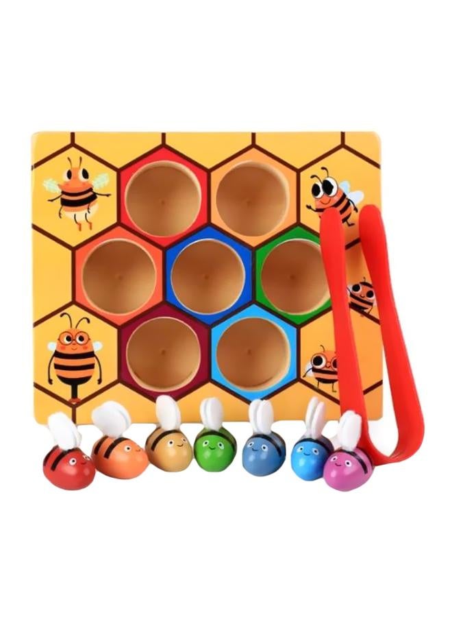 Toddler Fine Motor Skill Toy, Bee to Hive Matching Game, Montessori Wooden Color Sorting Matching Toy, Preschool Educational Learning Toys Gift for Toddler 2 3 Years Old - Image 1