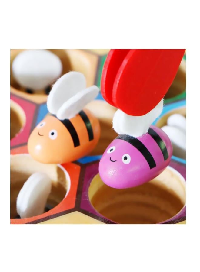 Toddler Fine Motor Skill Toy, Bee to Hive Matching Game, Montessori Wooden Color Sorting Matching Toy, Preschool Educational Learning Toys Gift for Toddler 2 3 Years Old - Image 4
