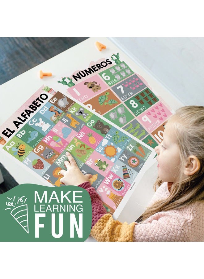Hadley Designs Spanish Classroom Decorations - 12 Spanish Posters for Classroom Elementary, Abecedario para Niños en Español, Laminated Cactus Bilingual Educational Posters 11x17 - Image 2