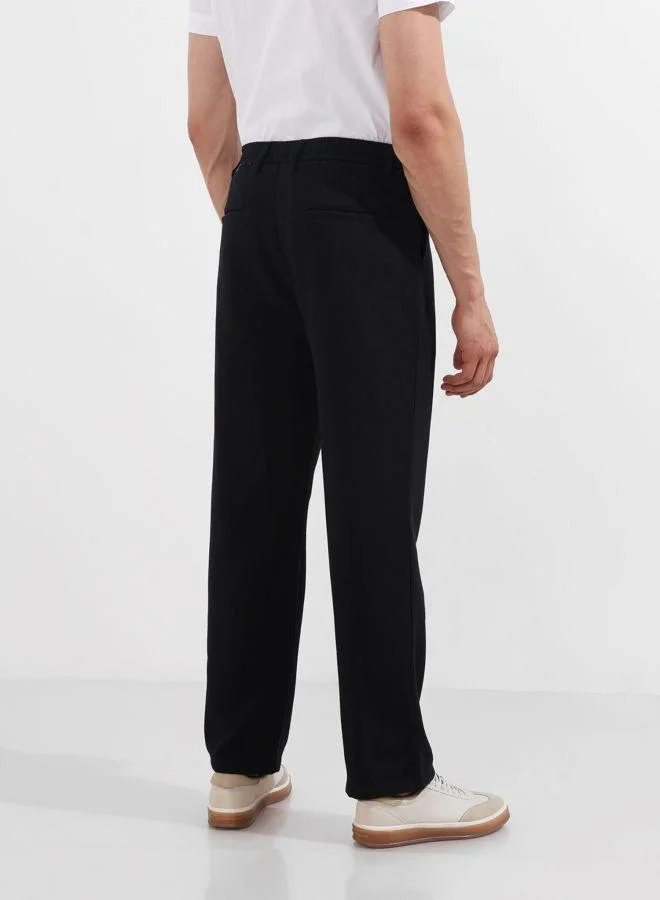 The Indian Garage Co Men Relaxed Fit Textured Side Pocket Mid-Rise Trousers