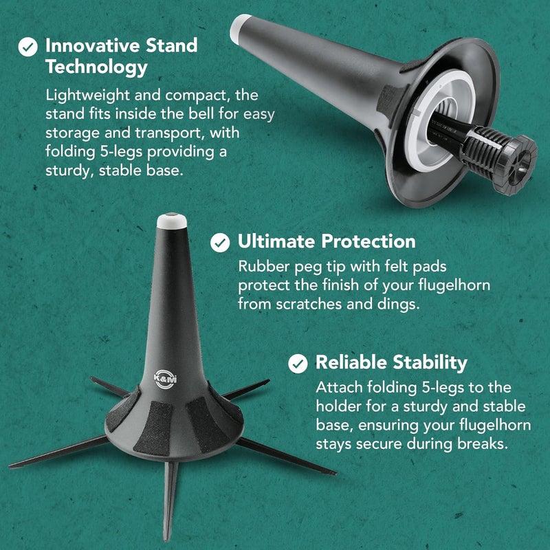 KM K&M Flugelhorn Stand with 5-Leg Base for Maximum Stability - Model 15240.000.55 - Image 3