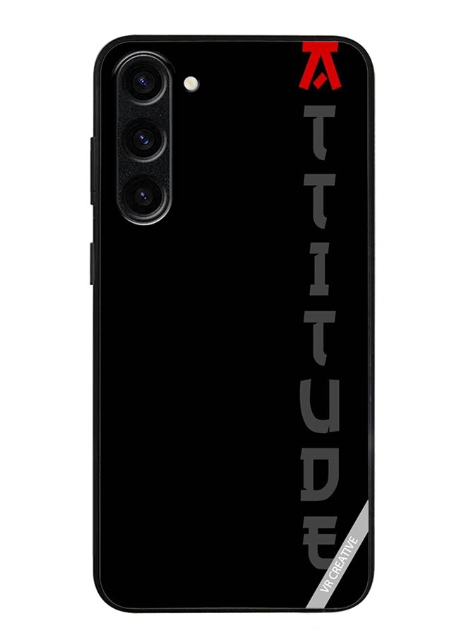 VR CREATIVE غطاء حماية لهاتف سامسونج جالكسي S23 FE باللون الأسود مع تصميم نصي متعدد الألوان - Image 1