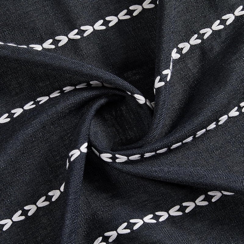 RoomTalks Black Boho Kitchen Curtains 36 Inch Length French Striped Modern Farmhouse Vintage Chic Gothic Moody Short Cafe Curtains for Small Window Kitchen Bathroom - Image 5
