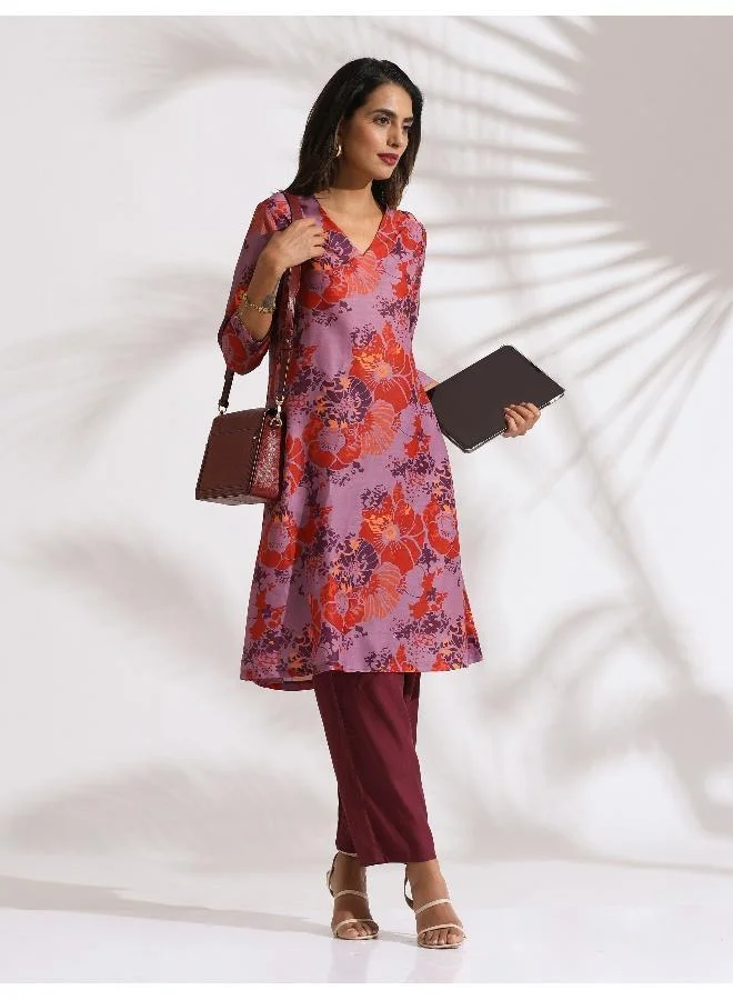 Purple Print Kurta Co-ord Set
