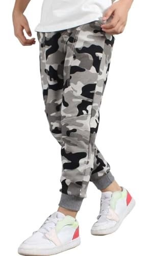 BINPAW Boys Cotton Camo Printed Drawstring Jogger Sweatpants with Pockets, Camo Grey, 8T-9T(8-9 Years)=Tag 140 - Image 2