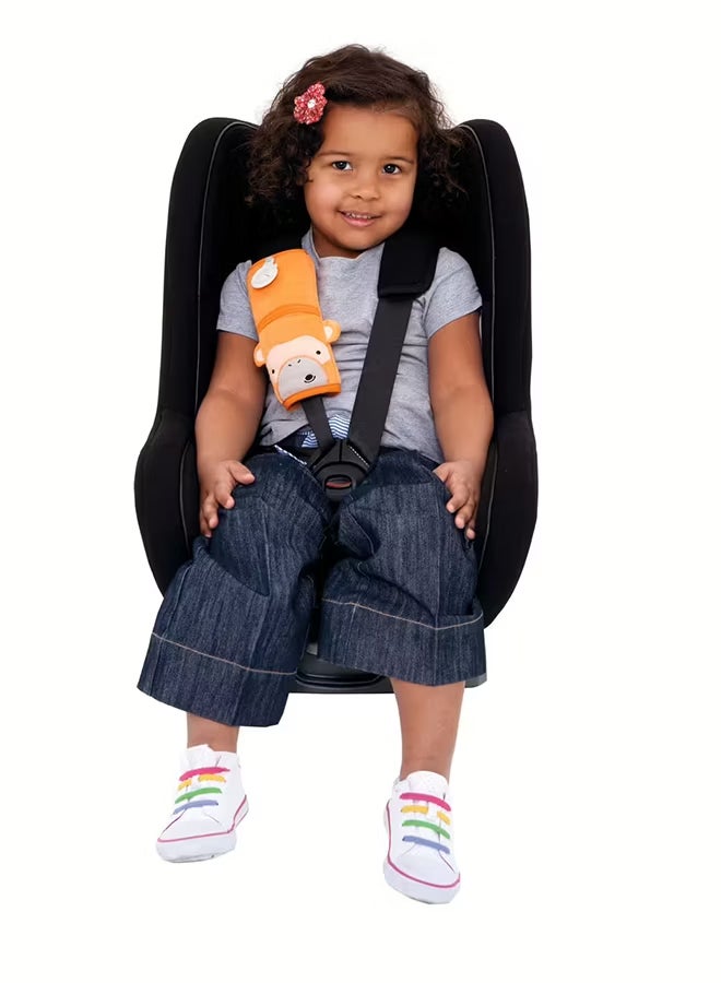 Trunki SnooziHedz Milo Monkey Orange Seat Belt Pad for Kids, Soft Seatbelt Shoulder Cover for Car Seats, Prams and Travel Comfort - Image 4