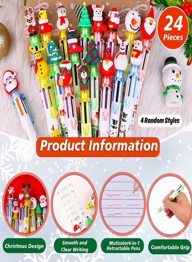 LOKIPA Christmas Multicolor Ballpoint Pen, 24PCS 6 In 1 Christmas Ballpoint Pens 4 Colors Retractable Ballpoint Pens for Christmas Party School Office（Random Style） - Image 3