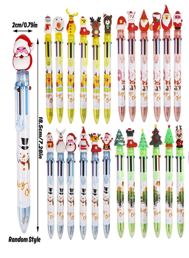 LOKIPA Christmas Multicolor Ballpoint Pen, 24PCS 6 In 1 Christmas Ballpoint Pens 4 Colors Retractable Ballpoint Pens for Christmas Party School Office（Random Style） - Image 2