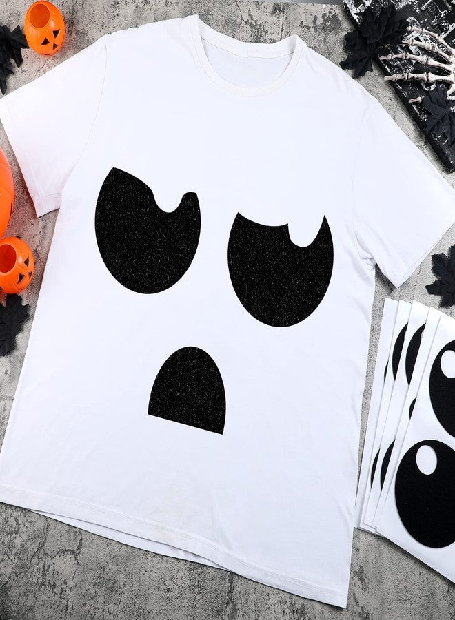 Oudain 6 Sheets Halloween Adhesive Felt Halloween Cute Ghosts Emoticons Style Felt Irregular Shape DIY Felt for Halloween DIY Projects Costume, Black - Image 5