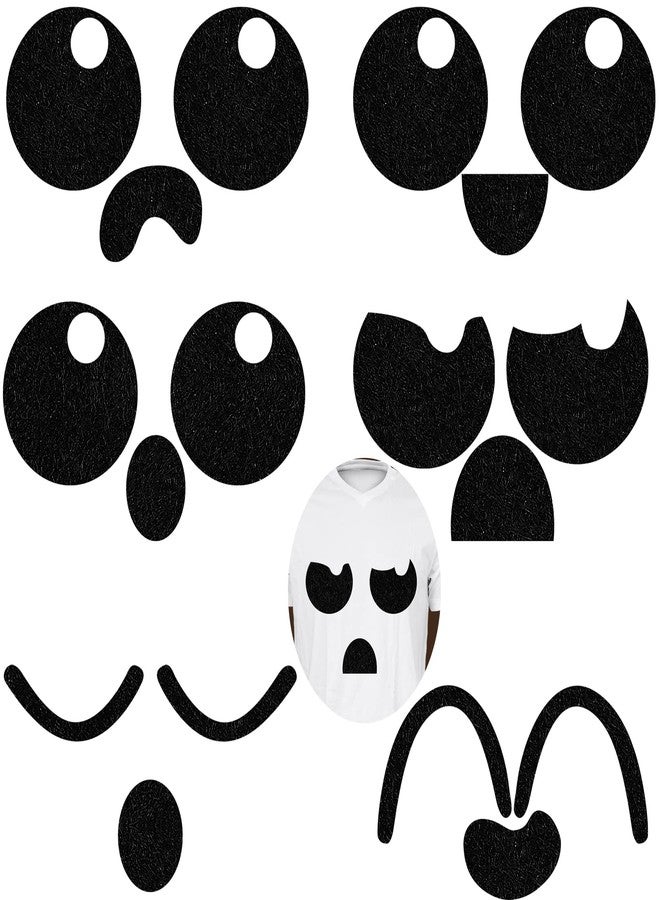 Oudain 6 Sheets Halloween Adhesive Felt Halloween Cute Ghosts Emoticons Style Felt Irregular Shape DIY Felt for Halloween DIY Projects Costume, Black - Image 1