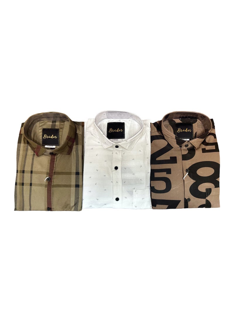 Bruder Men’s Shirt 3 Piece Combo Set Regular Fit  - Image 1