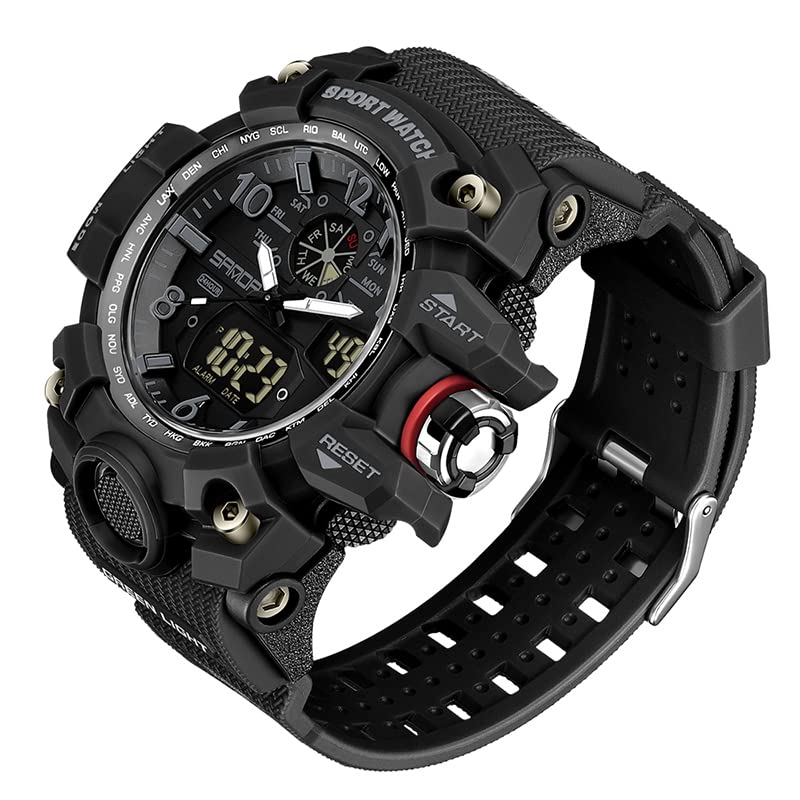 FANMIS Mens Military Multifunction Digital Watches 50M Water Resistant Electronic 7 Color LED Backlight Black Sports Watch (Black) - Image 2