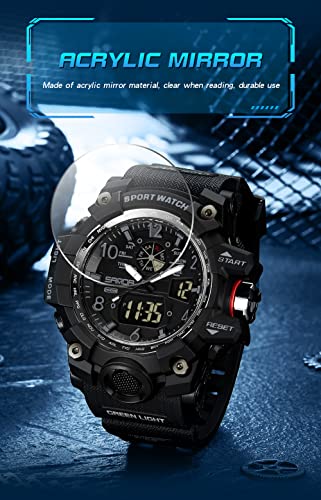 FANMIS Mens Military Multifunction Digital Watches 50M Water Resistant Electronic 7 Color LED Backlight Black Sports Watch (Black) - Image 5