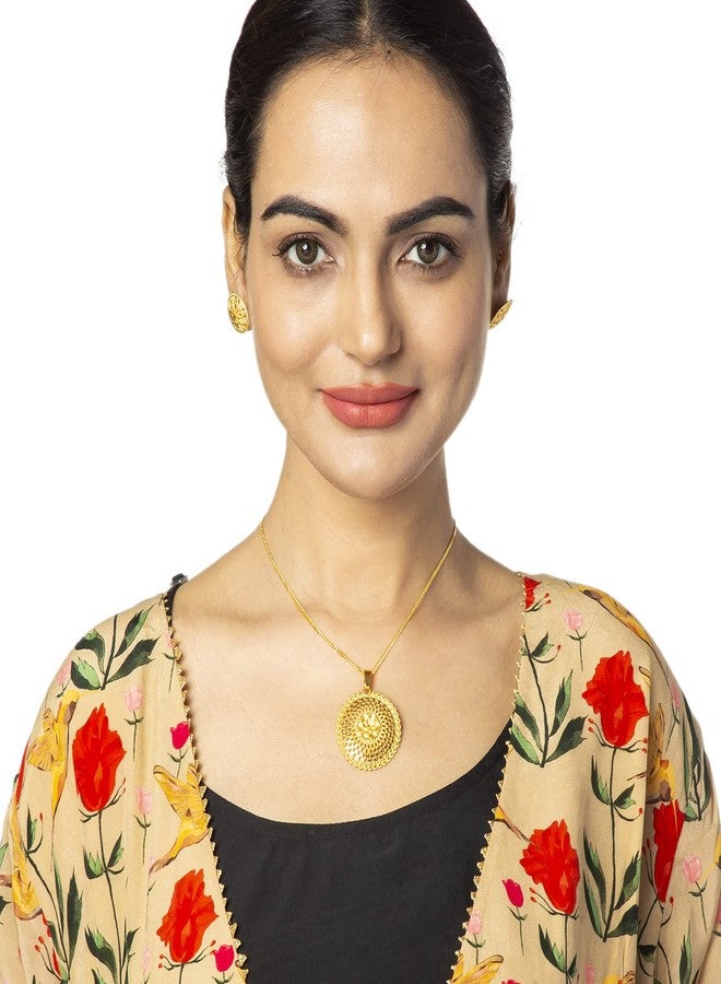 Bodha Traditional Indian Traditional Gold Plated Large Size Forming One Gram Gold Haram Pendant Necklace Set for Women (SJN_172) - Image 2