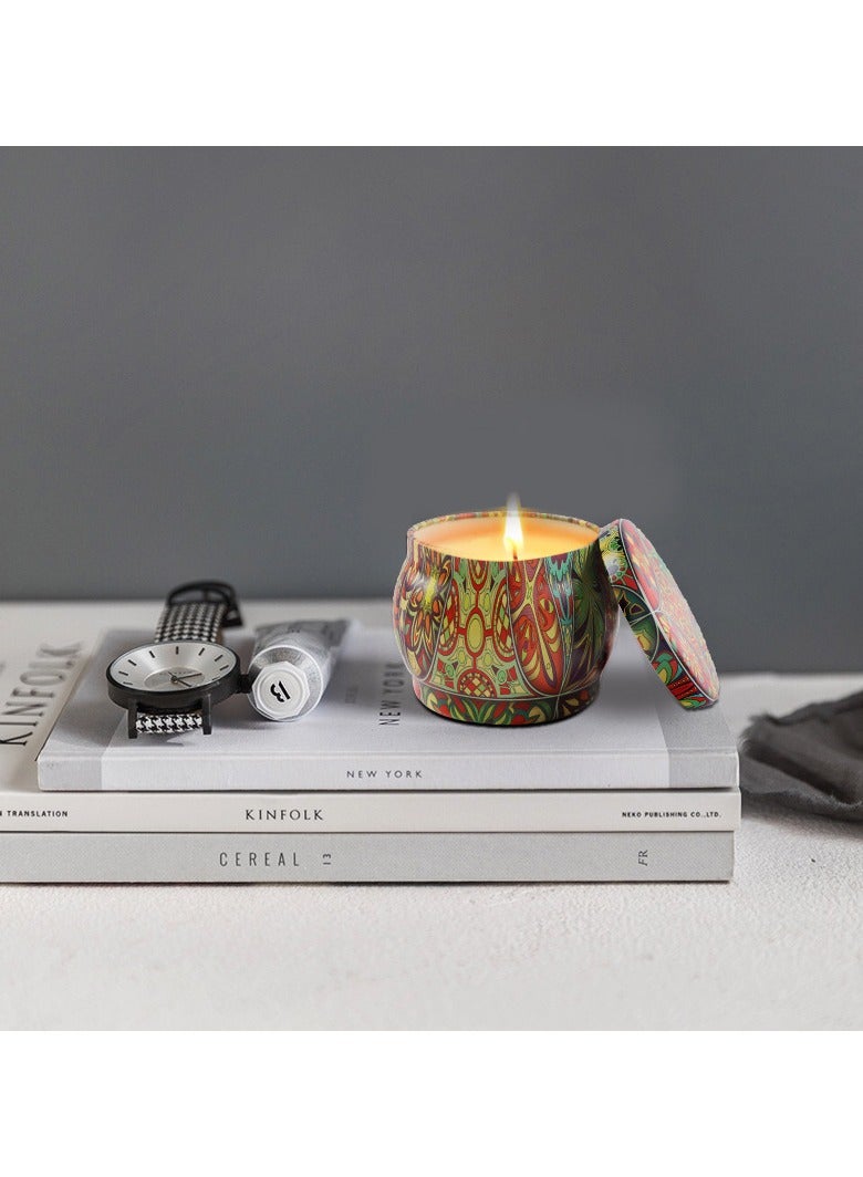 مجموعة من 6 شموع معطرة، شموع منزلية إبداعية معطرة، مجموعة شموع من شمع الصويا في علب صفيح - Image 4