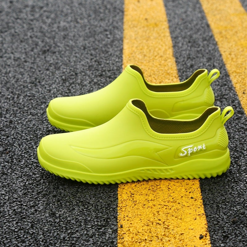 Mens Fashion Rain Shoes Non-Slip Waterproof Green shoes D309 