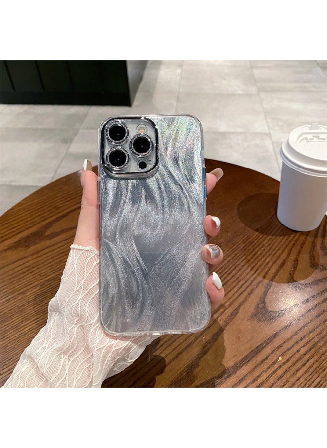 Fine Hole Feather Yarn Case For Ip16promax Silver IMD Fox Tail Pattern 15Pro Drop-resistant All-inclusive Phone Case-Color:Fine Hole Feather Yarn [bare Shell-no Packaging]-Applicable Models:For Apple Xr
