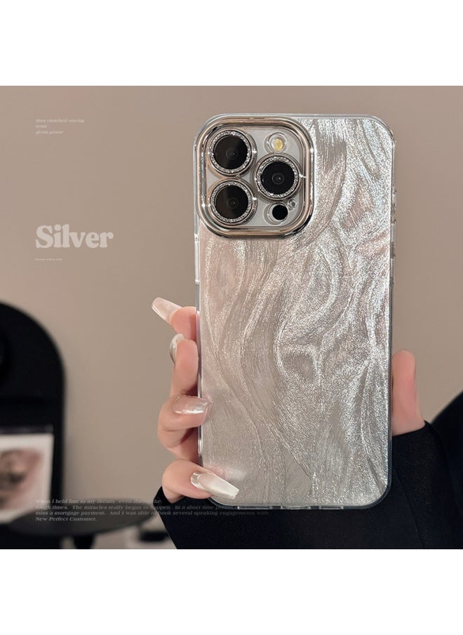 Fine Hole Feather Yarn Case For Ip16promax Silver IMD Fox Tail Pattern 15Pro Drop-resistant All-inclusive Phone Case-Color:Fine Hole Feather Yarn [bare Shell-no Packaging]-Applicable Models:For Apple Xr