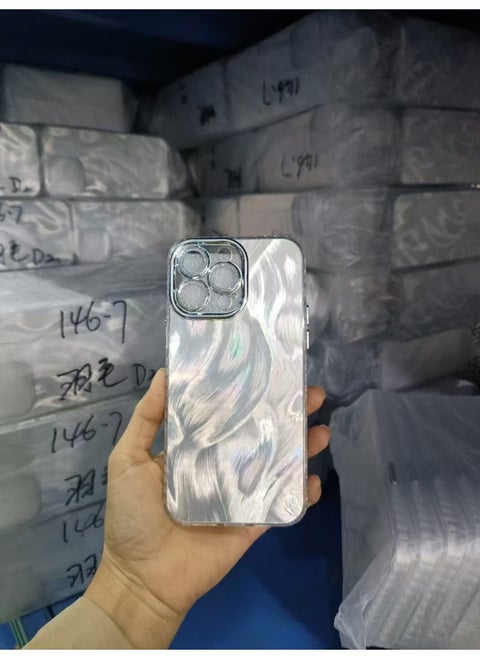 Fine Hole Feather Yarn Case For Ip16promax Silver IMD Fox Tail Pattern 15Pro Drop-resistant All-inclusive Phone Case-Color:Fine Hole Feather Yarn [bare Shell-no Packaging]-Applicable Models:For Apple Xr