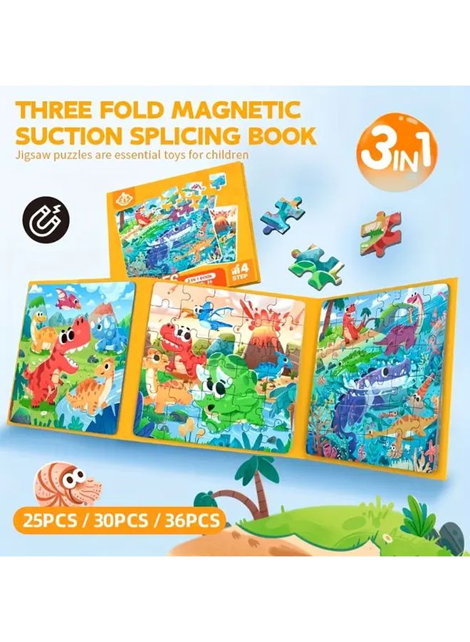 Magnetic Dinosaur Puzzle Book For Kids Cognitive Development Stage 4 - Image 2