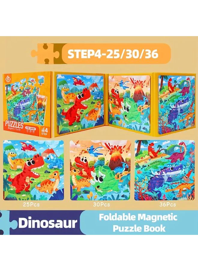 Magnetic Dinosaur Puzzle Book For Kids Cognitive Development Stage 4 - Image 1