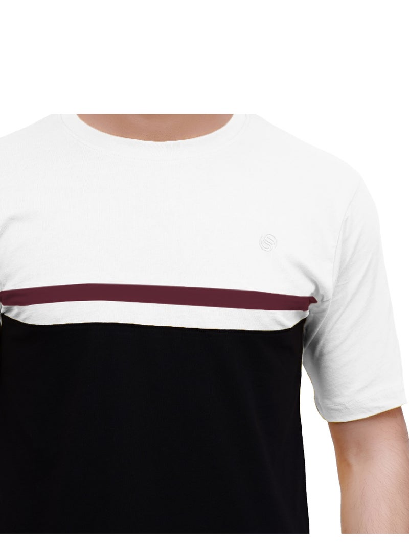 Selecta Now Mens T Shirt 100% Combed Cotton Contrast Panelled Soft Comfortable White T Shirt Top & Tees For Mens  - Image 3