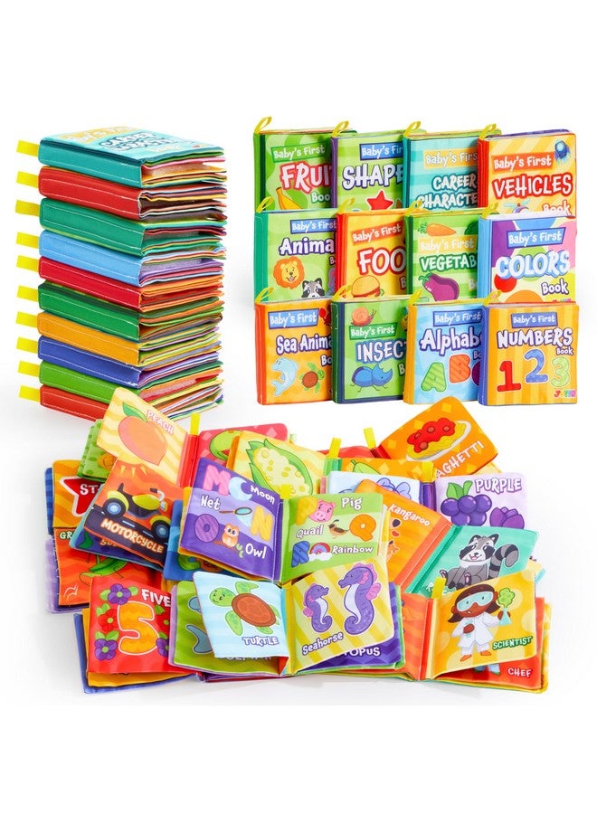 JOYIN 12 Pcs Bath Books, Nontoxic Fabric Soft Crinkly Cloth Books, Waterproof, Bathtub Pool and Early Education First Toys for Infant Newborn Baby Toddlers Kids Birthday Gifts - Image 1