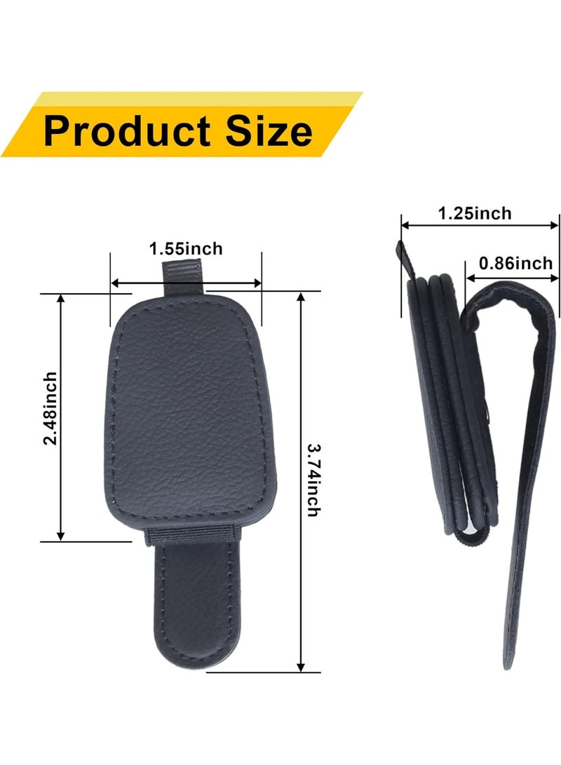 Generic 2 Packs Sunglasses Holders for Car Visor - Magnetic Leather Sunglasses Holder and Ticket Card Clip - Car Visor Accessories (Black)  - Image 2