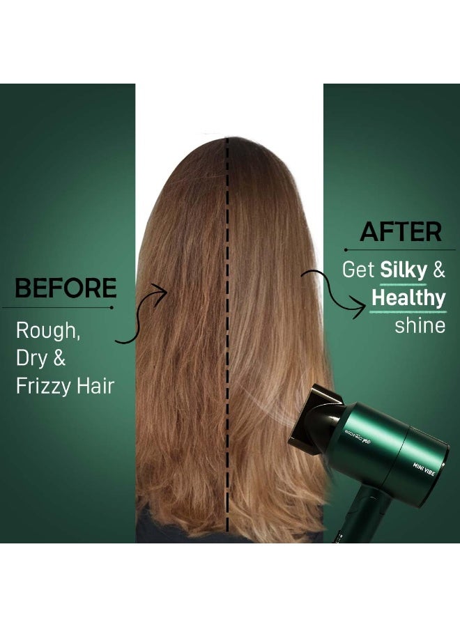 أي كونيك مجفف شعر أيكونيك ميني فايب، لون زمردي، 1200 واط مع إعدادين للسرعة، وظيفة الهواء البارد، مقبض قابل للطي، حماية من الحرارة الزائدة، تصميم مدمج مناسب للسفر، مناسب لجميع أنواع الشعر - Image 5