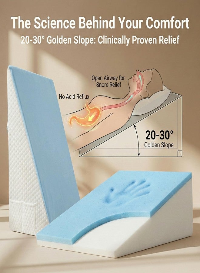 DeerFable [2026 New 7.5" Memory Foam Wedge Pillow for Sleep Apnea, Sleeping, Acid Reflux Relief, Snoring, Dual Sided Cooling & Warm Fabric Triangle Pillow Wedge for After Surgery, Back, Leg - Blue - Image 3