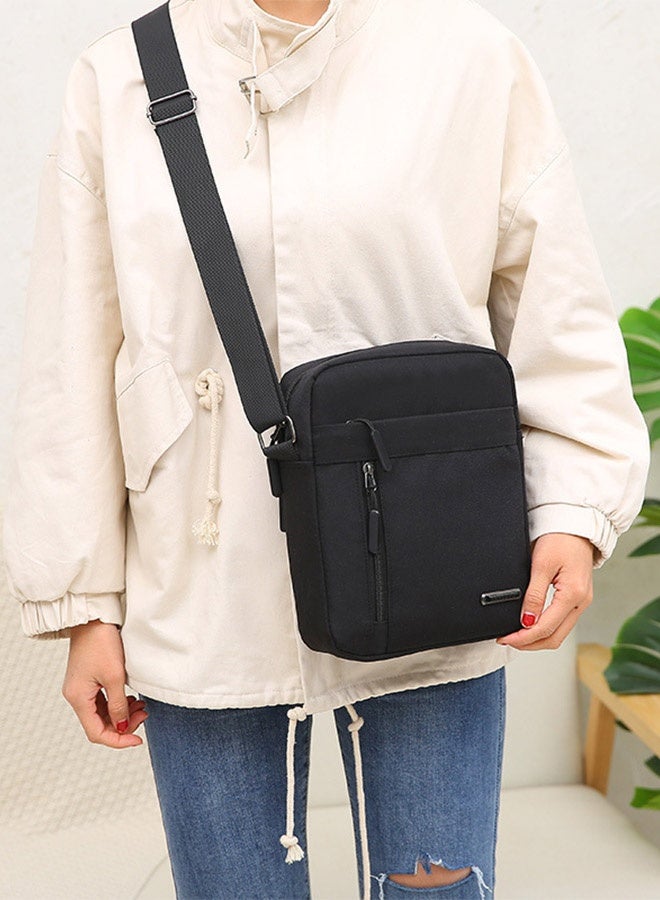 MLADEN Nylon Shoulder Bag for Men or Women Crossbody Bag with Adjustable Strap and Small Side Bags Shoulder Phone Passport Multi-pocket Sling Purse Large Capacity Handbag for Travel Hiking Work and School, Black - Image 5