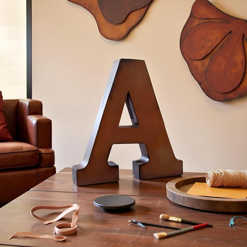 AKDAMA Wooden A Letter- English Upper Case Alphabets Cutouts for Art and Craft Work (A_Brown_15x2.5 cm) - Image 1