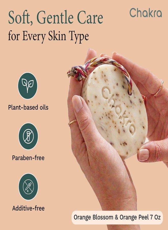 Chakra Oval Orange Blossom & Orange Peel Bar Soap - Paraben & Additive Free Handmade Soap Bar for Face, Body and Hands, Gentle Cleansing for Daily Skin Care, 7 oz - Image 2