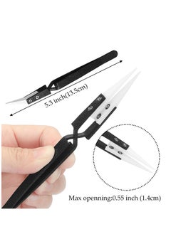 Excefore Reverse Tweezers, 3 Pieces Black Precision Cross Locking Tweezers Ceramic Tip Kit for Electronic Soldering, Soldering Tool with Tips  - Image 3