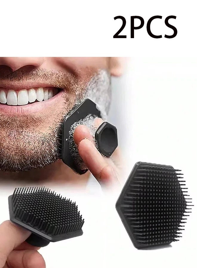 2PCS Silicone Face Scrubber for Men, Gentle Exfoliator Pad & Massager, Facial Cleansing Brush Silicone Face Wash Brush Removes Dead & Dry Skin (Black) - Image 1