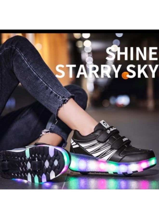 GGEROU Roller Skates Kids Roller Shoes Boys Girls Sneakers with Wheels Flashing Sport Sneaker Rechargeable Roller Skates Black  - Image 5